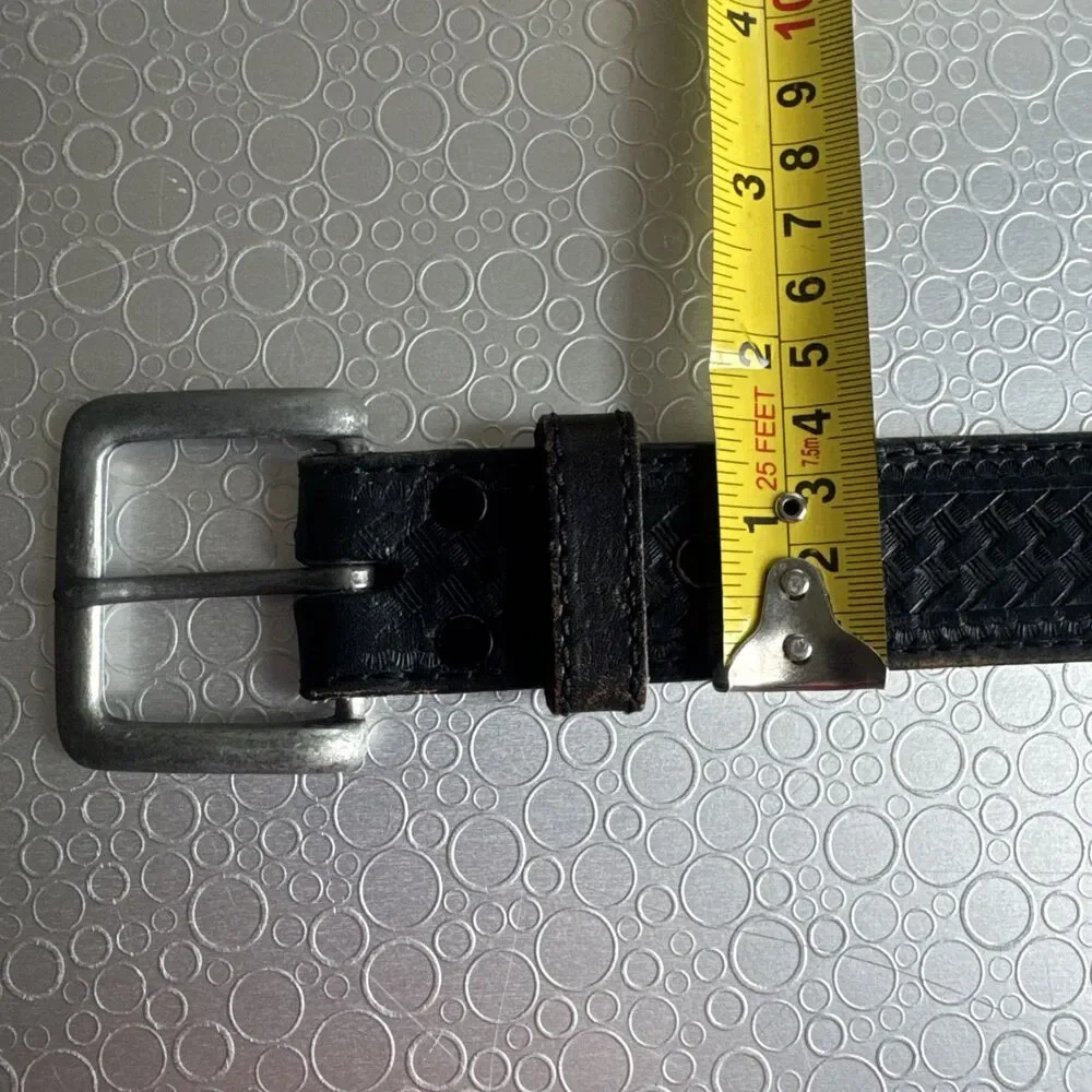 Vintage Black Leather Basketweave Duty Belt Size 40 Garrison Police Utility